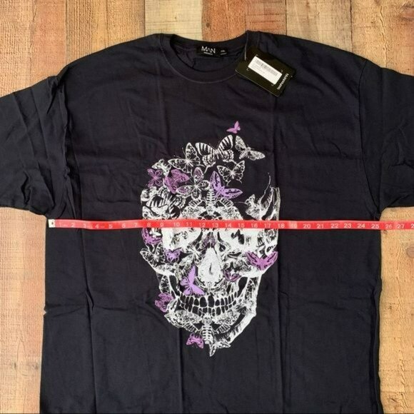 Boohoo man plus size floral skull print short sleeve t-shirt - XXL - Picture 2 of 9